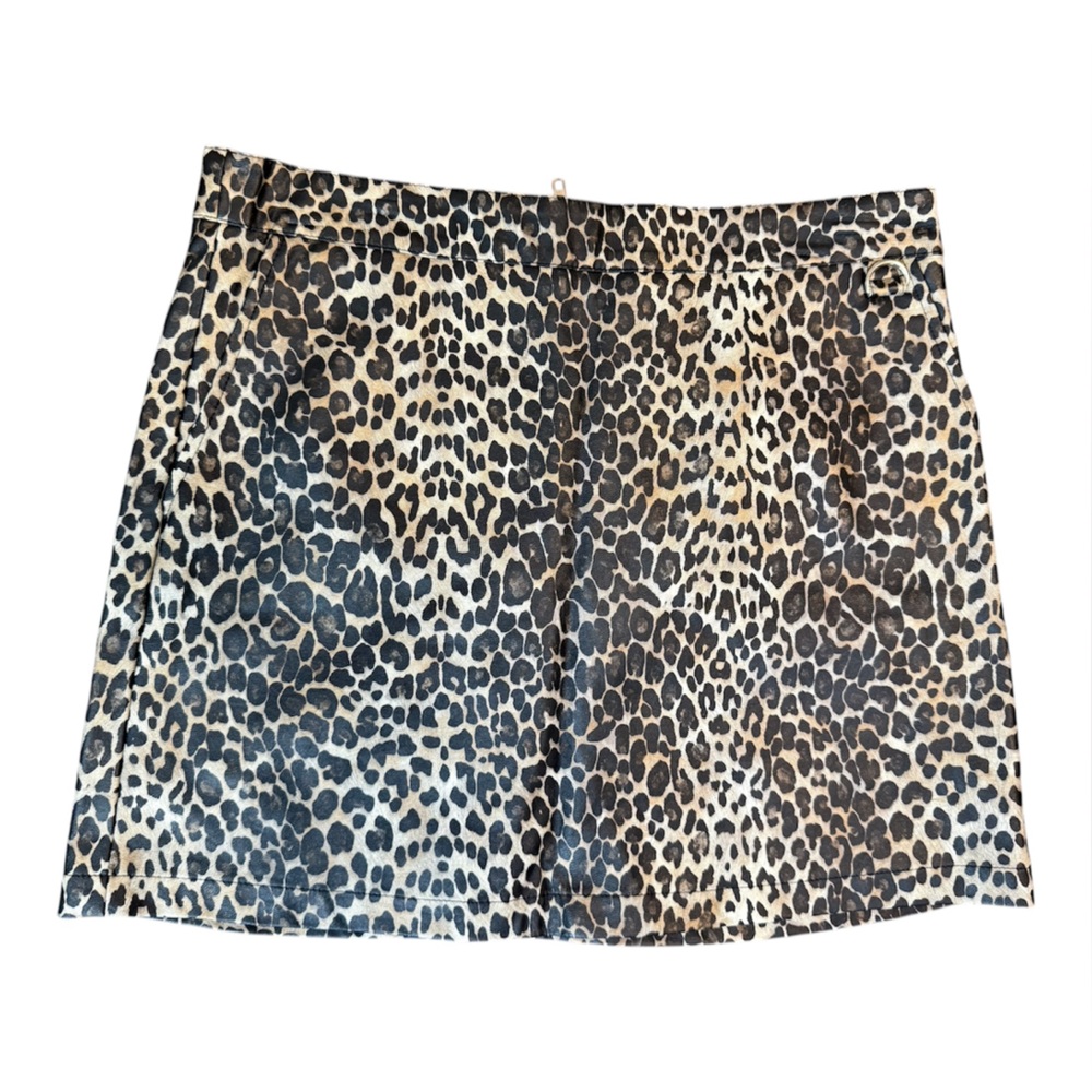 Y2K Euro Grunge Vintage Forever‎ 21 Sz 30 Mini Leopard Print Animal Pleather